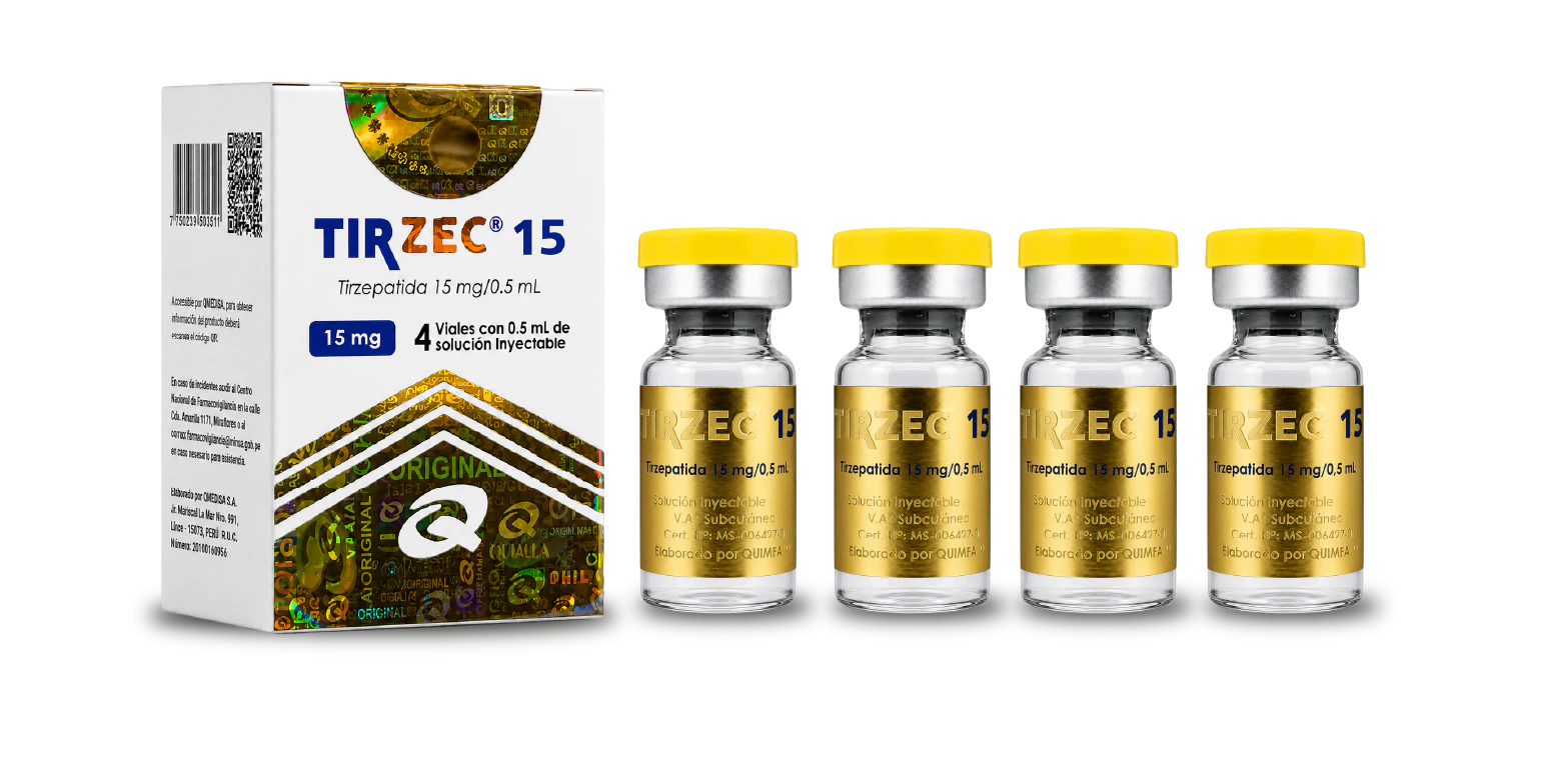 Nueva caja de TIRZEC 15 con cuatro viales